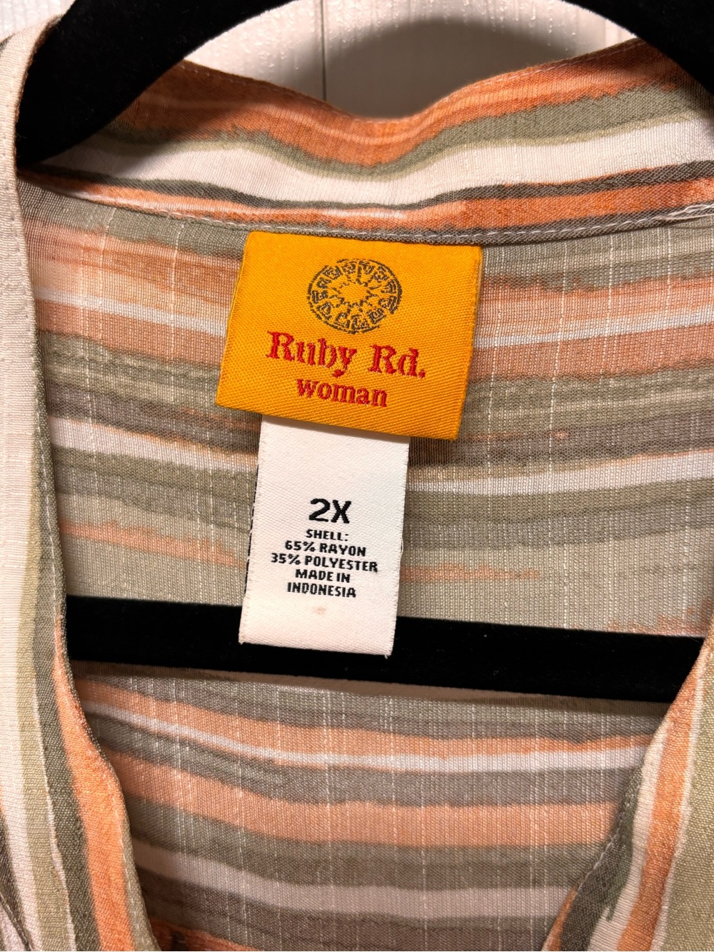 Ruby Rd Rust & Olive Striped Button-Up Tunic - Picture 3 of 3